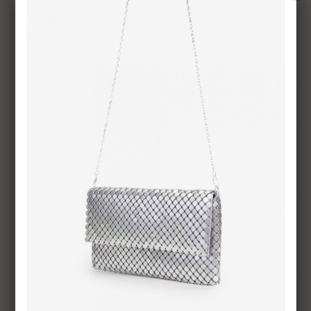 Party Bags | PARFOIS Womens Big Mesh Party Clutch Silver